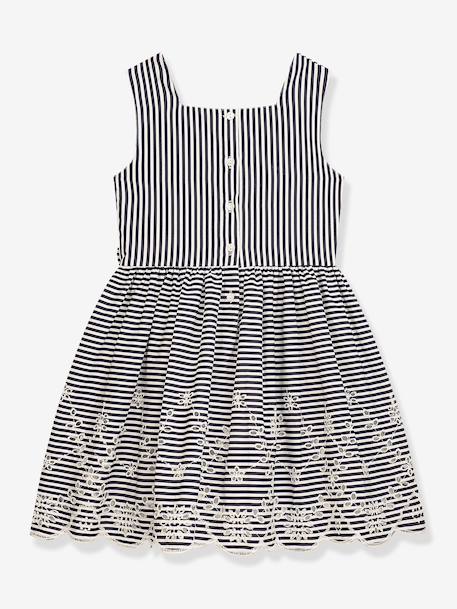 Striped dress with lace motif DANAMADE for girl navy blue 
