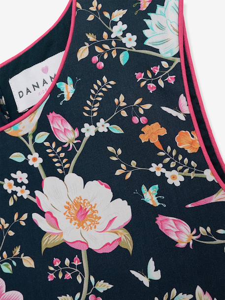 Floral print dress with belt DANAMADE for girl navy blue 