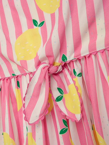Sleeveless dress with stripes and lemons DANAMADE for girl candy pink 