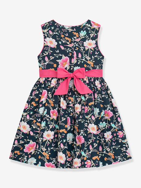 Floral print dress with belt DANAMADE for girl navy blue 
