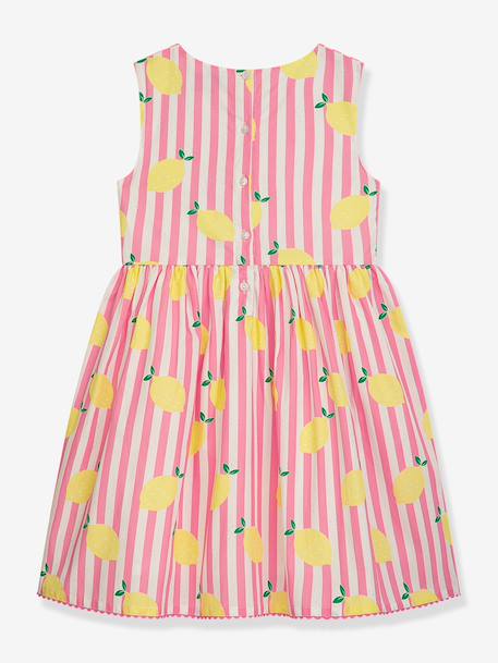 Sleeveless dress with stripes and lemons DANAMADE for girl candy pink 