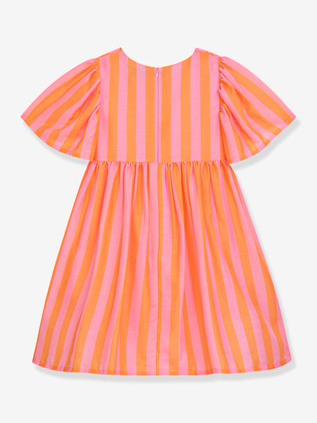 Striped dress with puff sleeves DLILOU DANAMADE for girl orange 