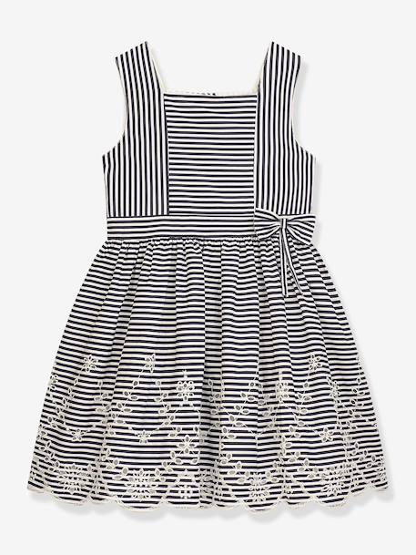 Striped dress with lace motif DANAMADE for girl navy blue 