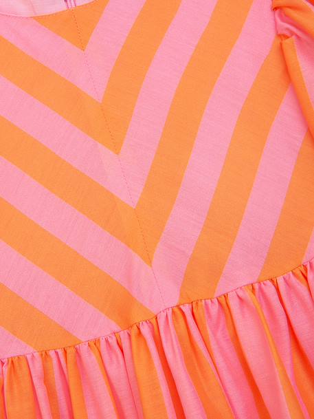 Striped dress with puff sleeves DLILOU DANAMADE for girl orange 