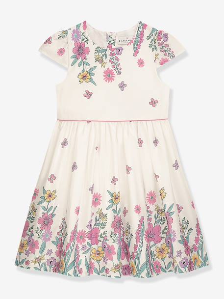 Short-sleeved floral print dress DANAMADE for girl cream 