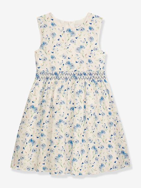 Summer floral print smocked-waist dress DANAMADE for girl peach 