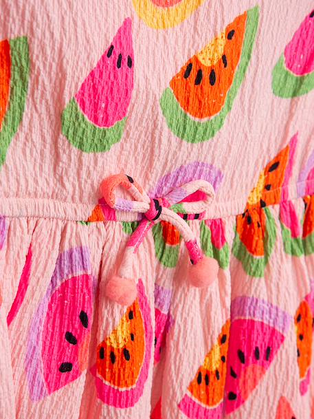 Dress with bow and watermelon print DANAMADE for girl candy pink 