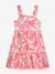 Summer dress with frilled skirt, palm print DANAMADE for girl rose 