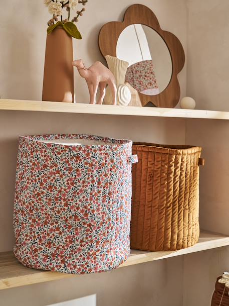 Pack of 2 RETRO FLOWER baskets cinnamon 