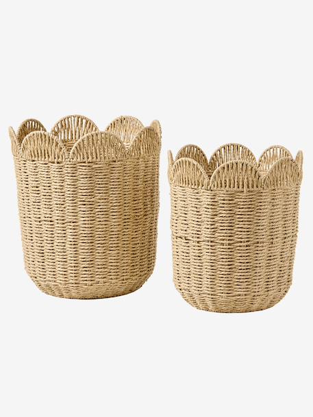 Pack of 2 nesting storage baskets beige 