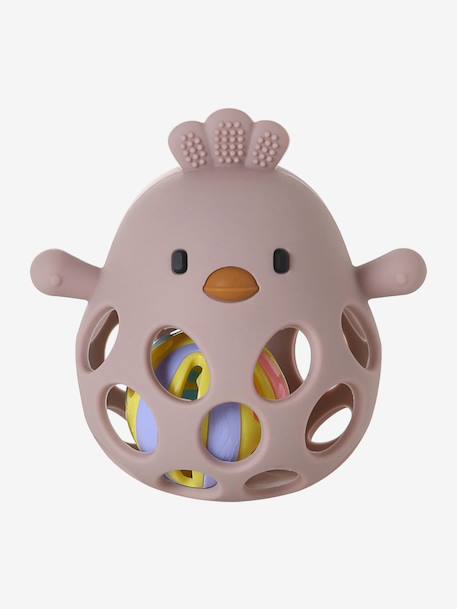 Silicone Chick Rattle ecru+rose 