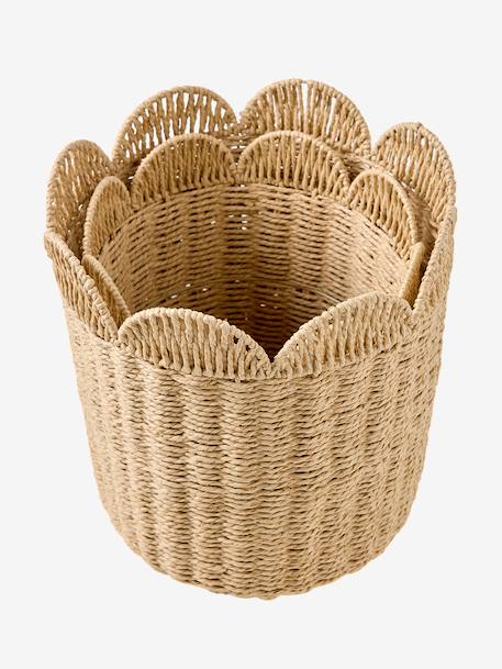 Pack of 2 nesting storage baskets beige 