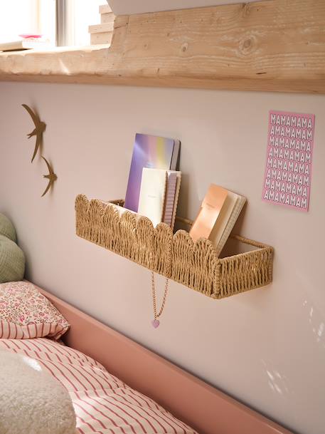 Scalloped paper rope shelf beige 