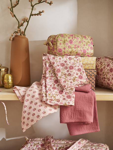 Pack of 3 cotton muslin squares for baby printed pink 