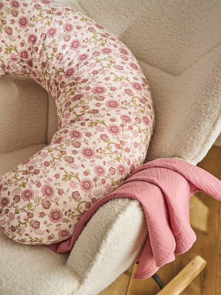 Cover for Feeding Pillow printed beige+printed pink+WHITE LIGHT SOLID 