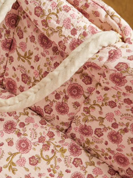 Carrycot Liner in Cotton Gauze grey blue+printed beige+printed pink+white 