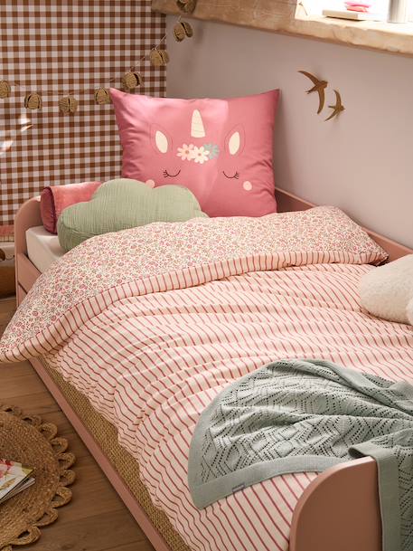 Duvet cover and pillowcase bedding set coral 