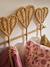 Rattan hearts 5-hook rack wood 