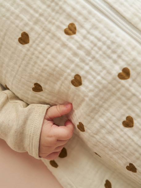 Cotton muslin HEARTS summer pramwsuit printed white 