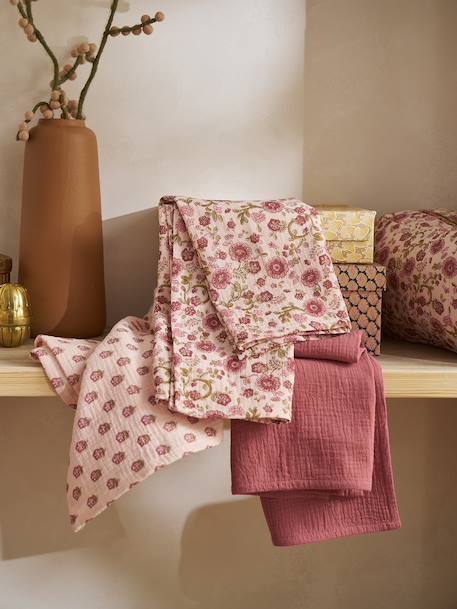 Pack of 3 cotton muslin squares for baby printed pink 