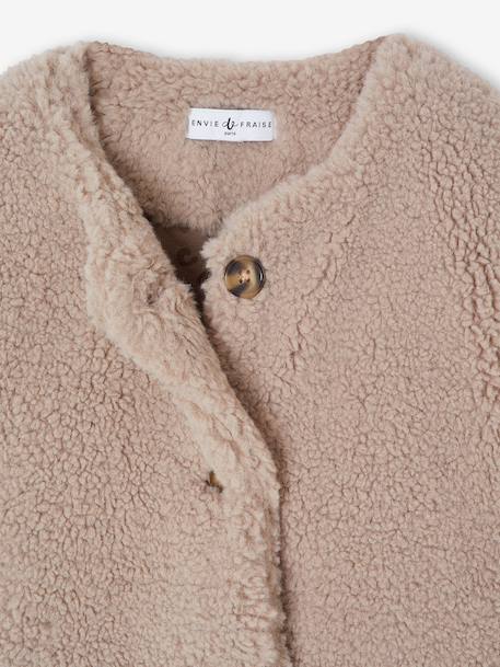Sherpa Jacket with Leopard-Print Lining, Mother-Daughter Capsule Collection, ENVIE DE FRAISE taupe 