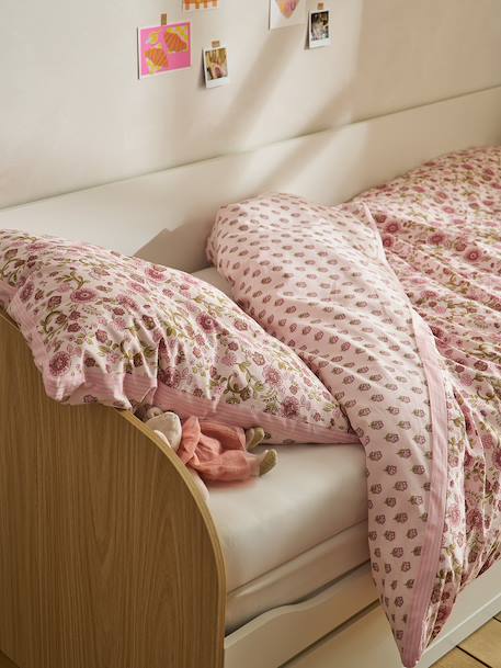Duvet cover and pillowcase set printed pink 