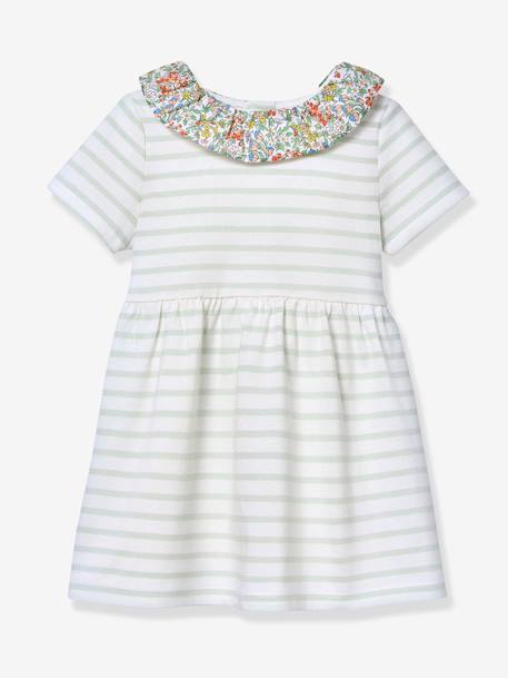 Babys' striped dress light green 