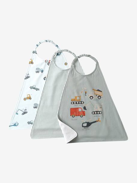 Pack of 3 large bibs for kids aqua green+rose 
