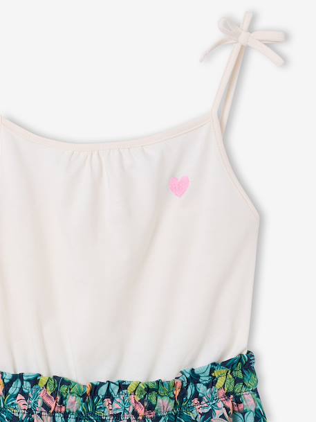 Girls' dress with thin straps navy blue+old rose 
