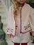 Cherry embroidered cardigan beige 