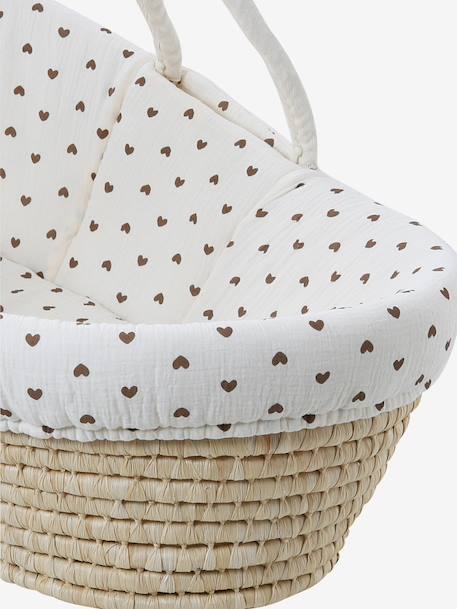 Carrycot Liner in Cotton Gauze grey blue+printed beige+printed pink+twine+white 