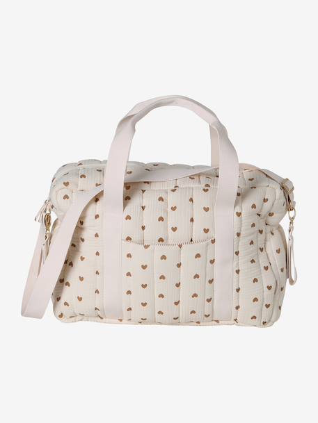 24-hour bag MAMA TEDDY cappuccino+ecru+printed white 