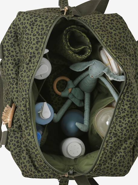 Leopard Changing Bag, Canvas Club khaki+printed beige+twine 