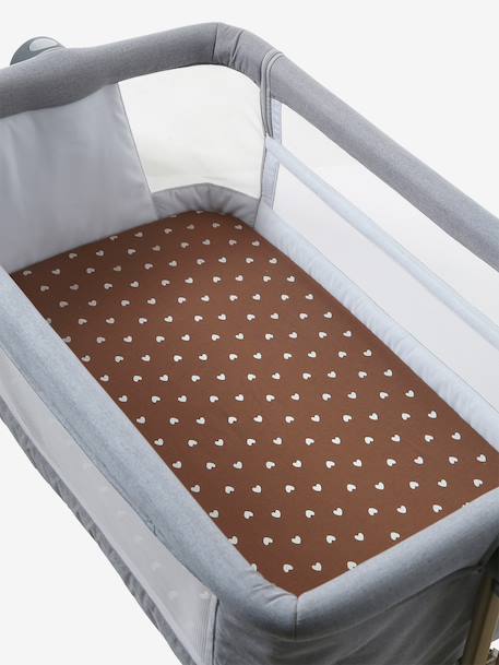 Pack of 2 Covers for Cots & Co-Sleeping Cribs, in Organic Cotton* Dark Blue/Print+printed white+twine+White 