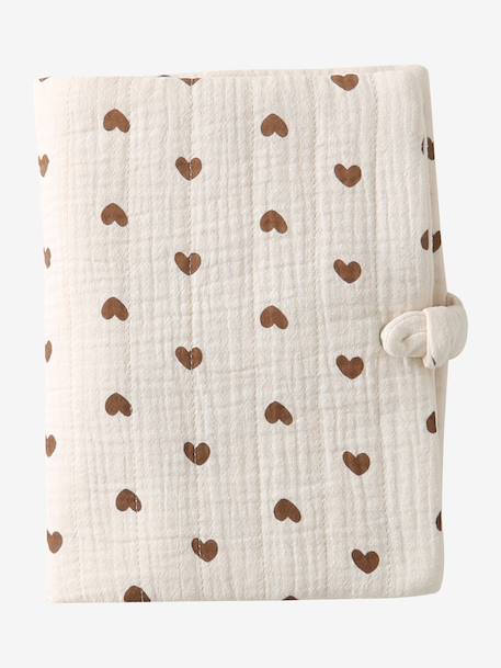 Medical Records Cover in Cotton Gauze cappuccino+printed beige+twine 