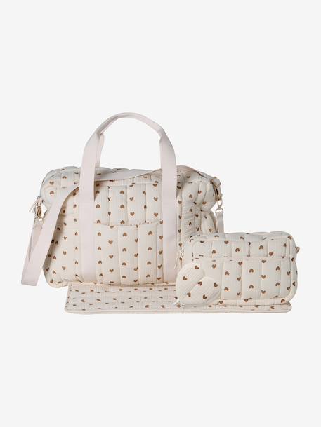 24-hour bag MAMA TEDDY cappuccino+ecru+printed white 