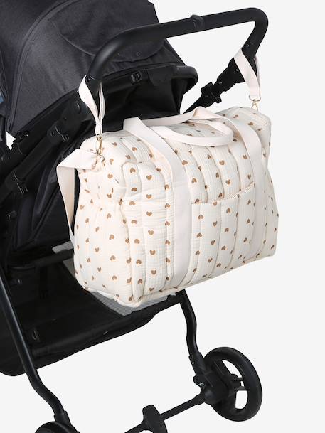24-hour bag MAMA TEDDY cappuccino+ecru+printed white 