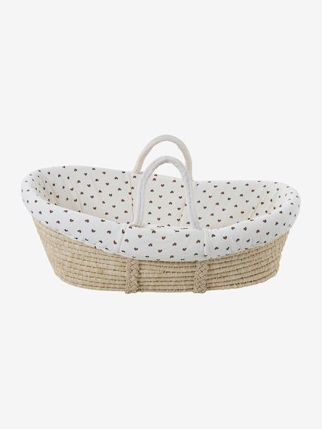 Carrycot Liner in Cotton Gauze grey blue+printed beige+printed pink+twine+white 