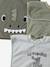 Set of 3 Animals Bibs, Easy to Put On ecru+sage 
