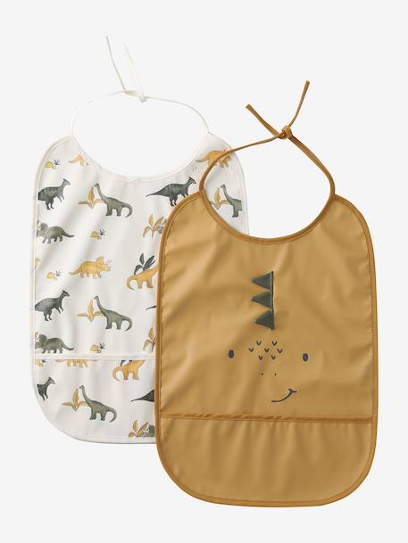 Pack of 2 round XL bibs hazel+mustard 