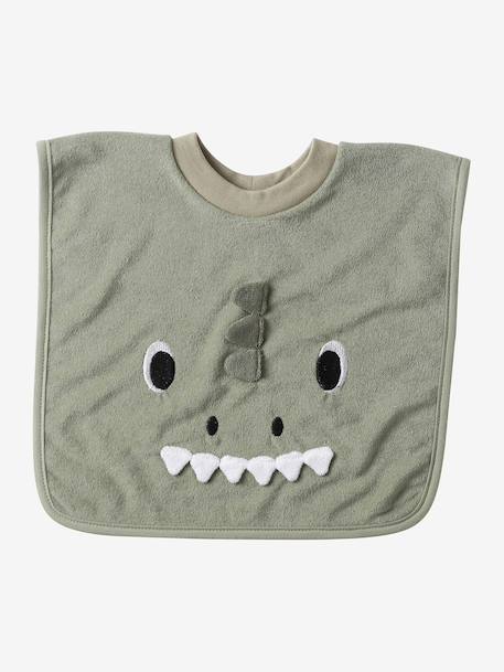 Set of 3 Animals Bibs, Easy to Put On ecru+sage 
