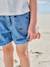 Embroidered girl's short medium blue+rose+sage green 