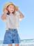 Embroidered girl's short medium blue+rose+sage green 