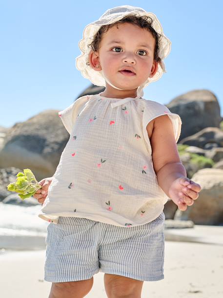 Girl's short-sleeved blouse ecru 