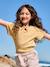 Girl's fancy bow t-shirt striped blue+yellow 