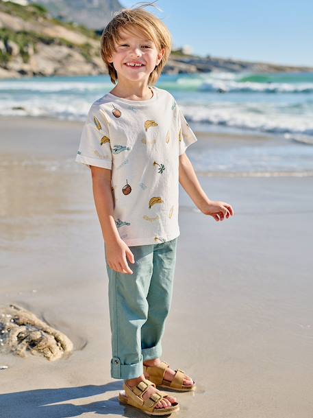 Short-sleeved T-shirt aqua green+white 