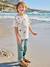 Short-sleeved T-shirt aqua green+white 