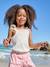 Girl's tank top with frilled straps ecru+sage green 