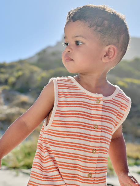 Striped baby playsuit ecru 