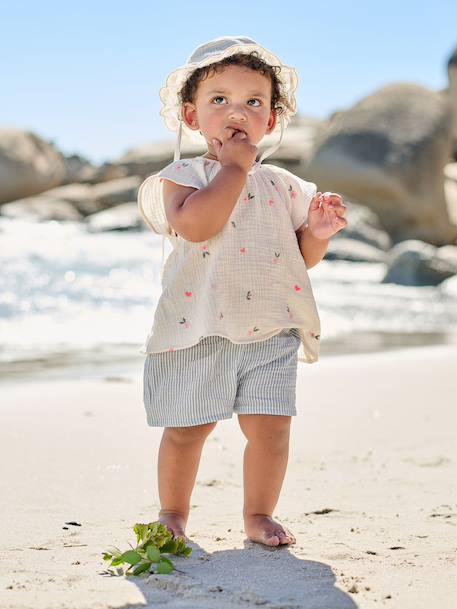 Girl's short-sleeved blouse ecru 